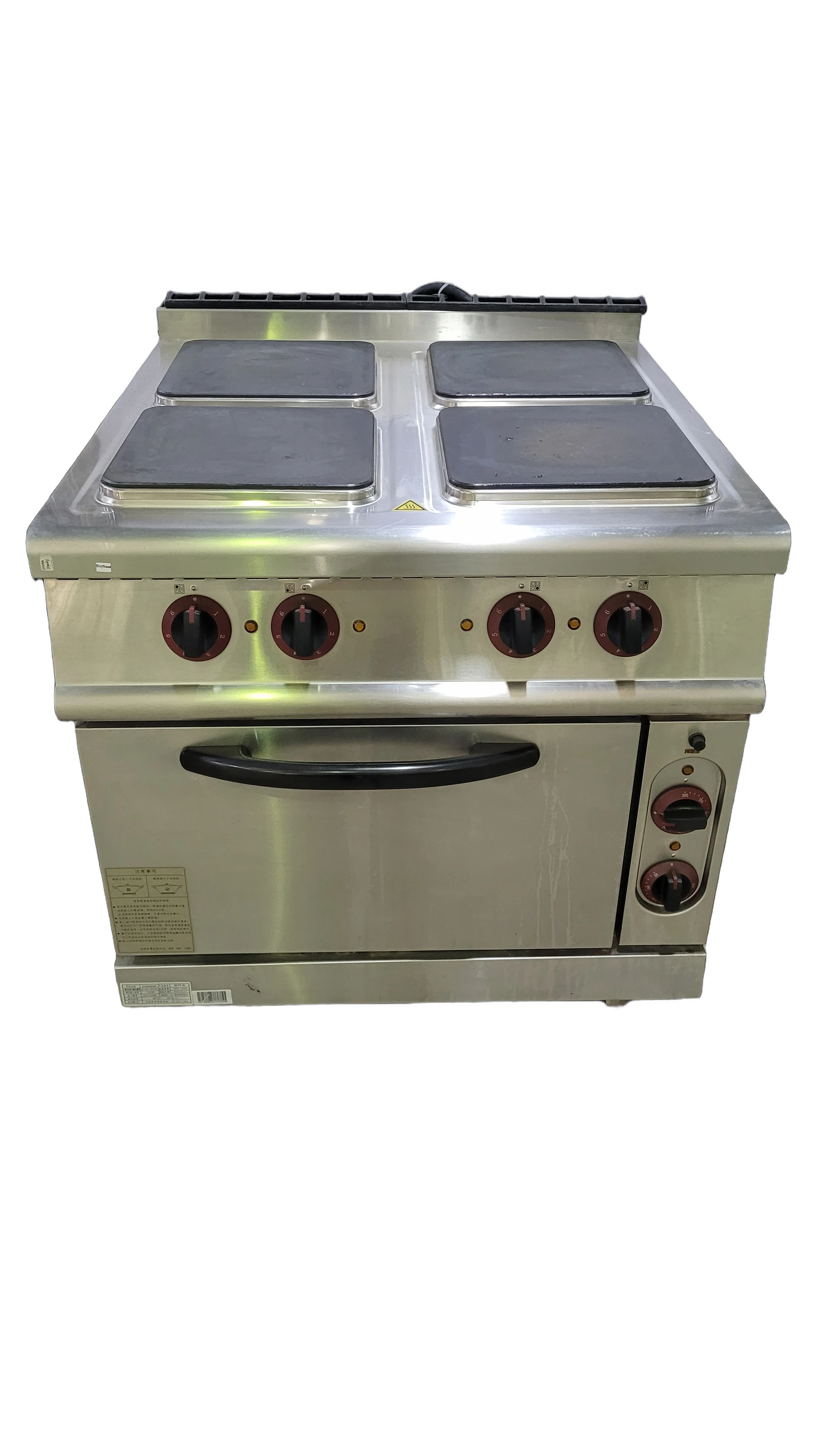 Four-Plate Commercial Hot-Top Range with Oven