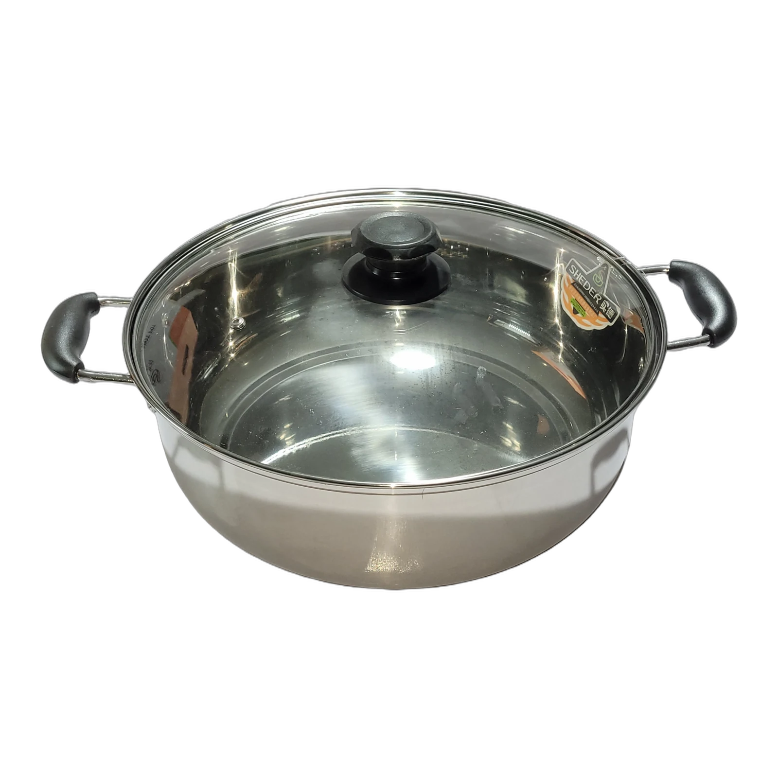 Low-Profile Stainless Steel Casserole Pot with Glass Lid