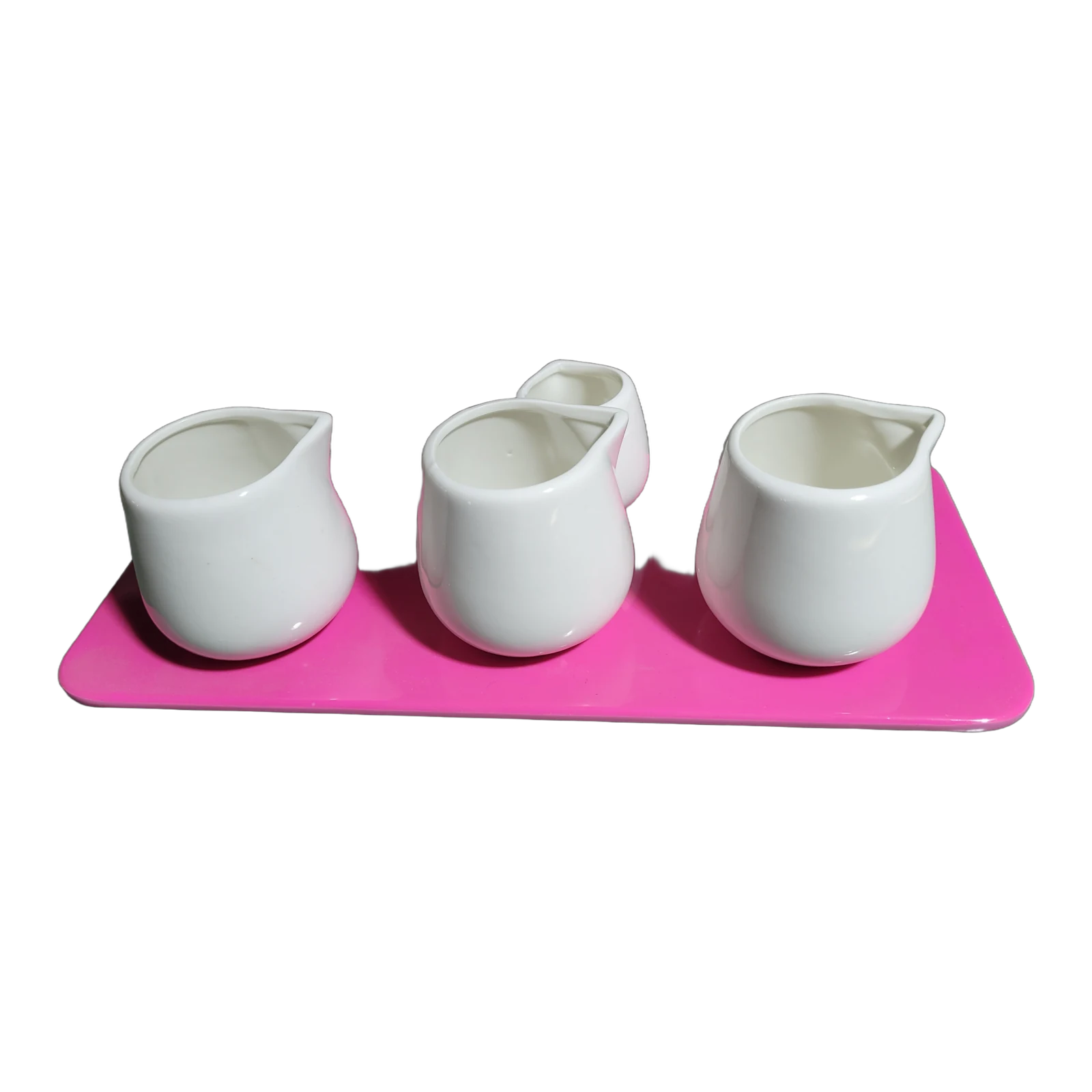 Three-Piece Ceramic Milk Jug Set with Tray