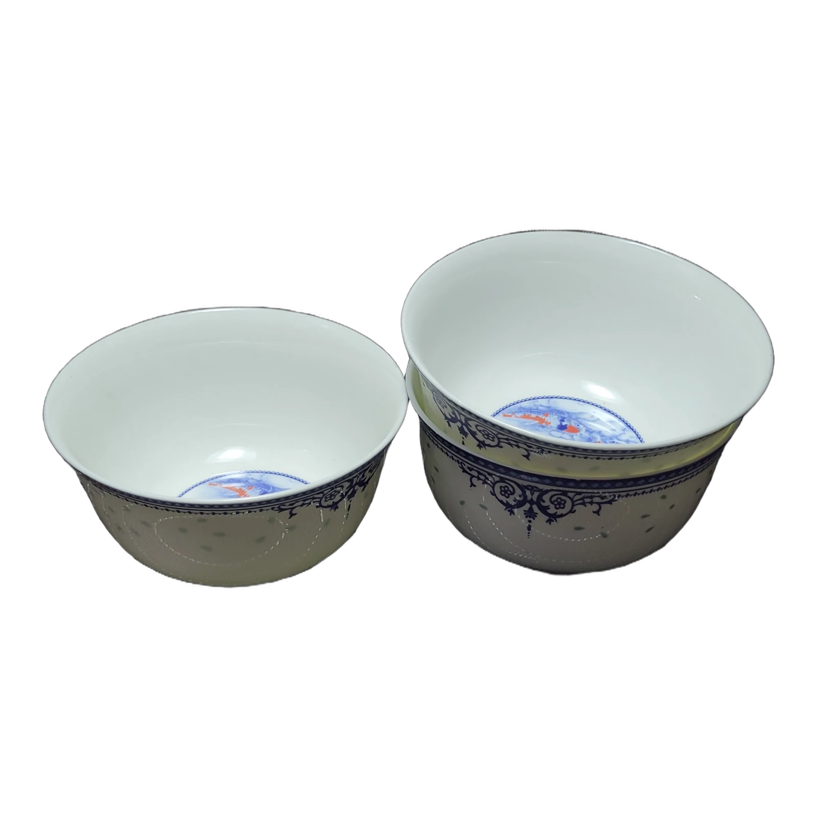Blue Pattern Porcelain Rice Bowl Set