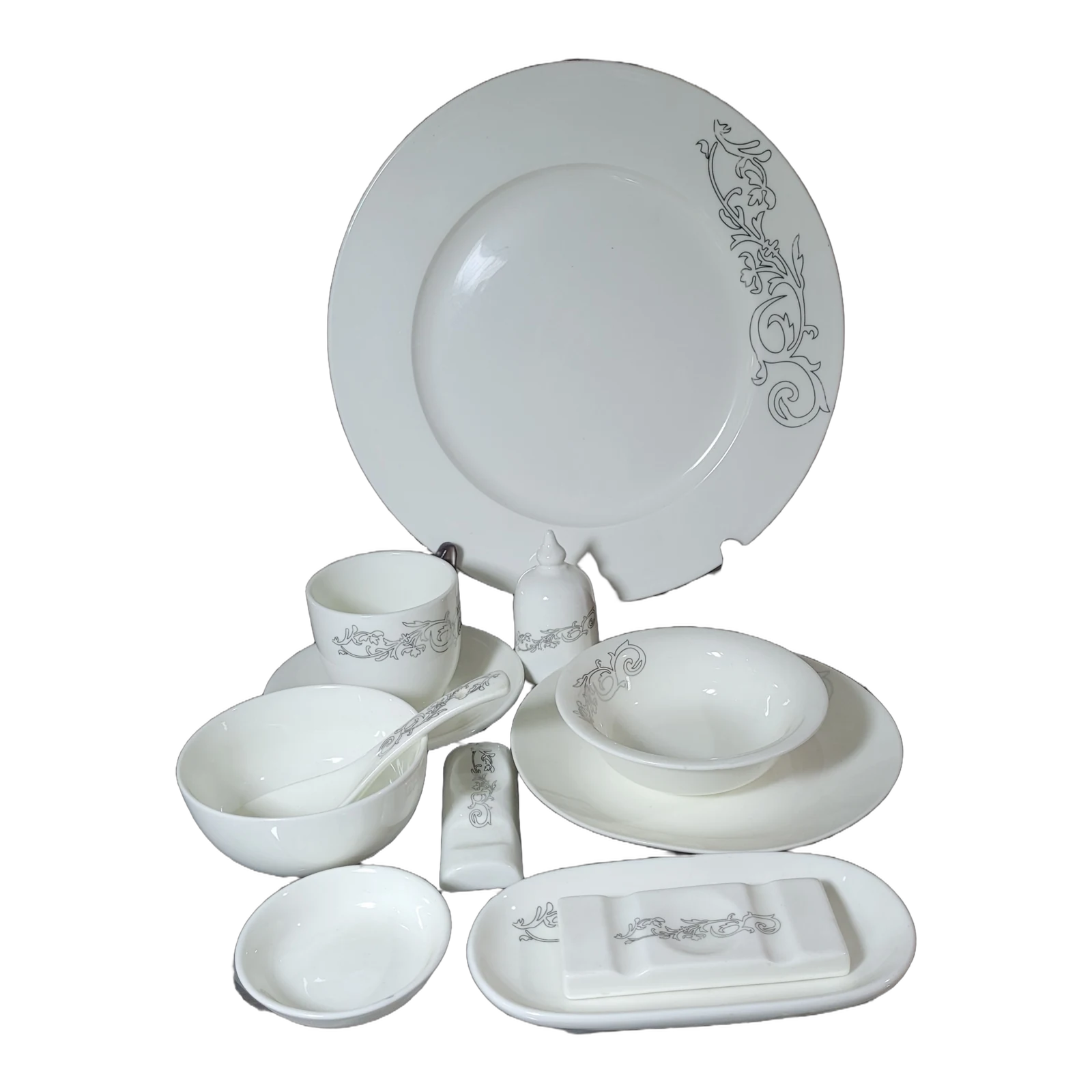 Silver Detail Porcelain Dinnerware Set